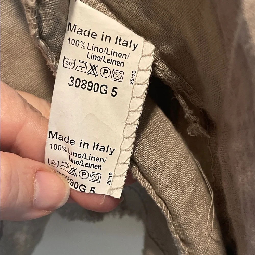 NT by Amati Open Frayed Edge Taupe Linen Shirt Jacket  NWT Italian Lightweight